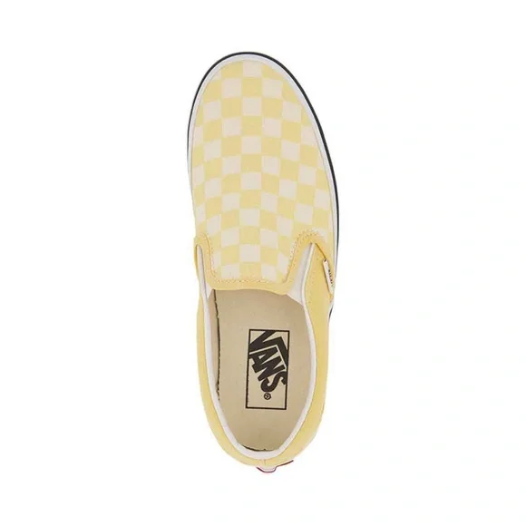 Vans Slip-On Yellow & White Cherboard Skate Shoes - Picture 3 of 5